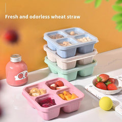 4pcs Wheat Snack Box Transparent Cover Dried Fruit Stackable Food Container