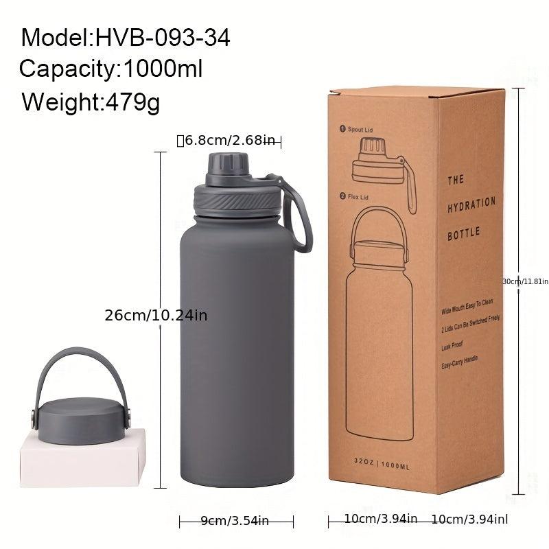 1L Stainless Steel & Porcelain Thermal Water Bottle for Outdoor Activities