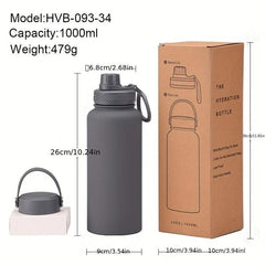 1L Stainless Steel & Porcelain Thermal Water Bottle for Outdoor Activities