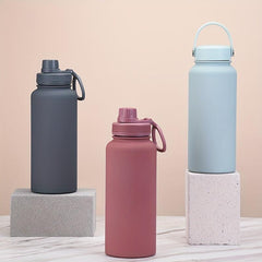 1L Stainless Steel & Porcelain Thermal Water Bottle for Outdoor Activities