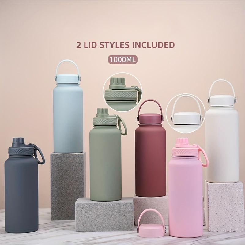 1L Stainless Steel & Porcelain Thermal Water Bottle for Outdoor Activities