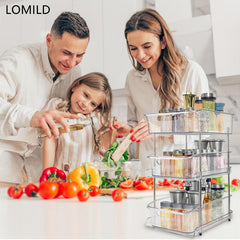 3 Tier Storage Rack With Handle Transparent Seasoning Storage Kitchen Organizer