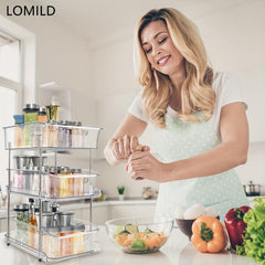 3 Tier Storage Rack With Handle Transparent Seasoning Storage Kitchen Organizer