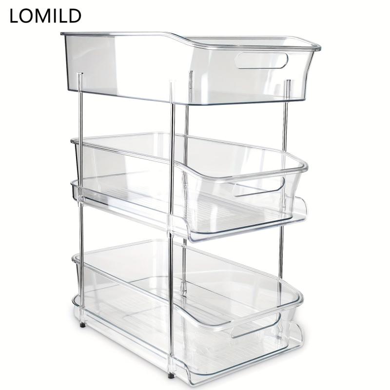 3 Tier Storage Rack With Handle Transparent Seasoning Storage Kitchen Organizer