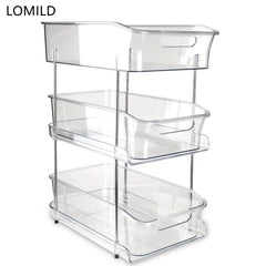 3 Tier Storage Rack With Handle Transparent Seasoning Storage Kitchen Organizer