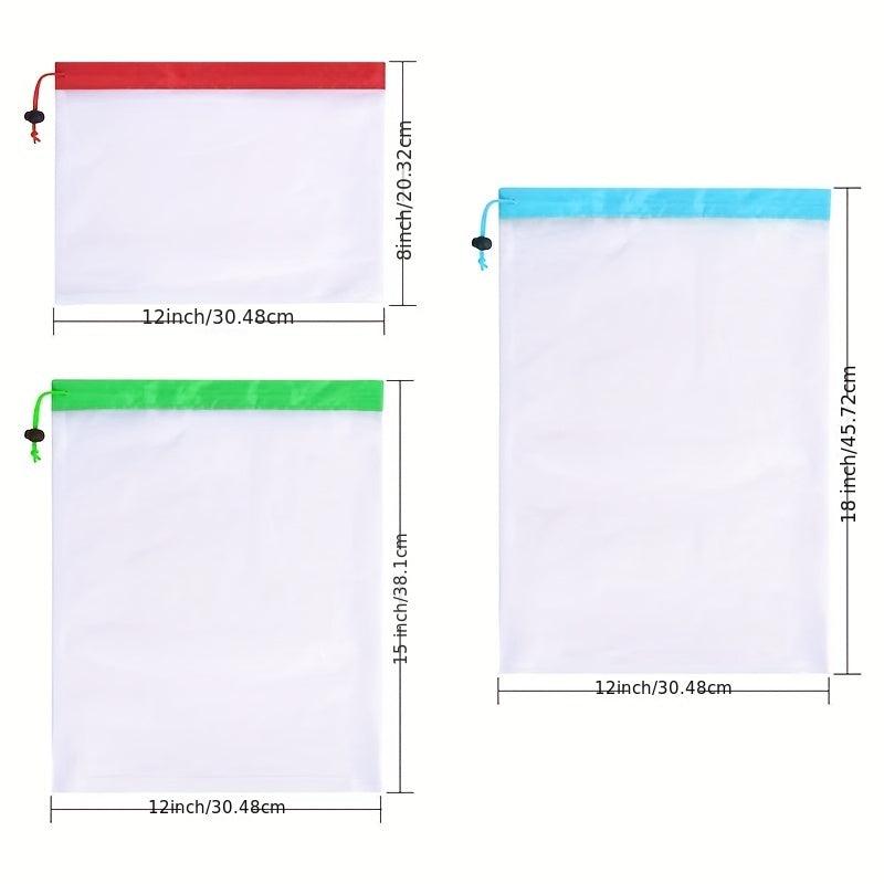 15pcs Reusable Produce Storage Bags Drawstring Leak Proof