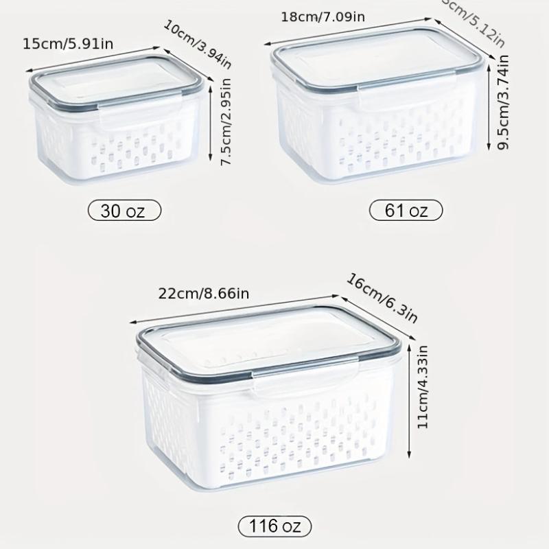 3pcs Fridge Food Storage Container w/ Lid & Stackable Container