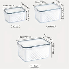 3pcs Fridge Food Storage Container w/ Lid & Stackable Container