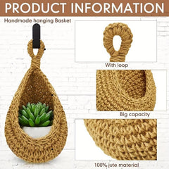 Bohemian Style Woven Basket Teardrop Shape for Kitchen Storage