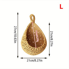 Bohemian Style Woven Basket Teardrop Shape for Kitchen Storage