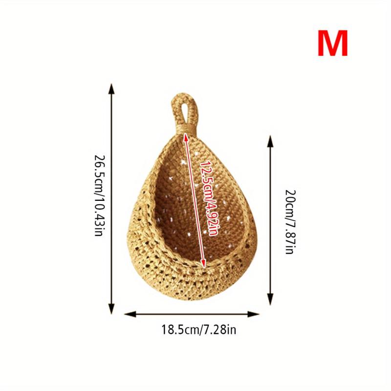 Bohemian Style Woven Basket Teardrop Shape for Kitchen Storage