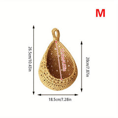 Bohemian Style Woven Basket Teardrop Shape for Kitchen Storage