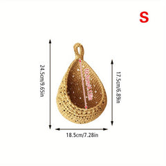 Bohemian Style Woven Basket Teardrop Shape for Kitchen Storage