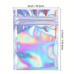 100 pcs Holographic Smell Proof Bags for Food Storage & More