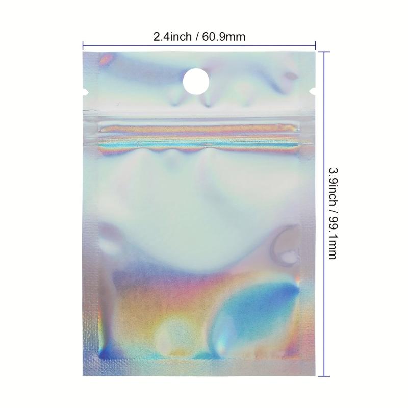 100 pcs Holographic Smell Proof Bags for Food Storage & More