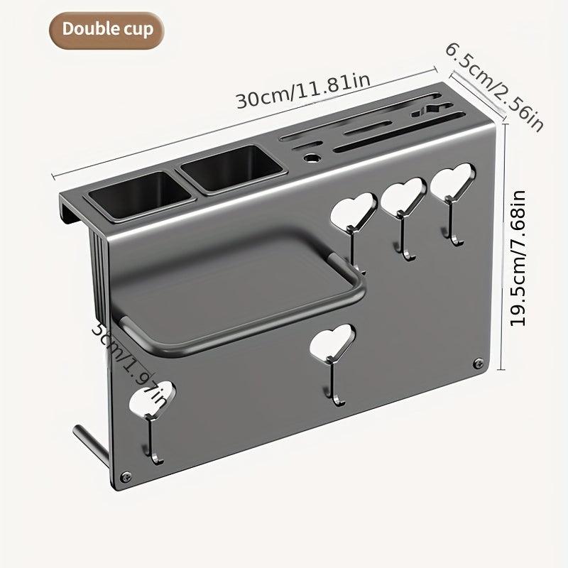 Wall Mounted Kitchen Holder with Towel Rack and Hooks