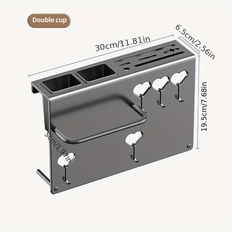 Wall Mounted Kitchen Holder with Towel Rack and Hooks