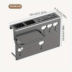 Wall Mounted Kitchen Holder with Towel Rack and Hooks