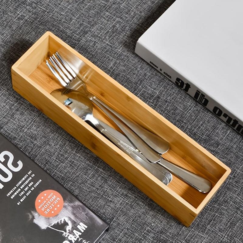 Bamboo Drawer Storage Box Tableware Organizer