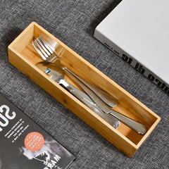 Bamboo Drawer Storage Box Tableware Organizer