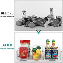 2pcs Clear Plastic Refrigerator Organizer Bins with Handles