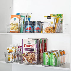2pcs Clear Plastic Refrigerator Organizer Bins with Handles