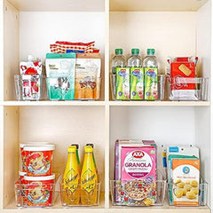 2pcs Clear Plastic Refrigerator Organizer Bins with Handles