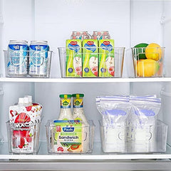 2pcs Clear Plastic Refrigerator Organizer Bins with Handles