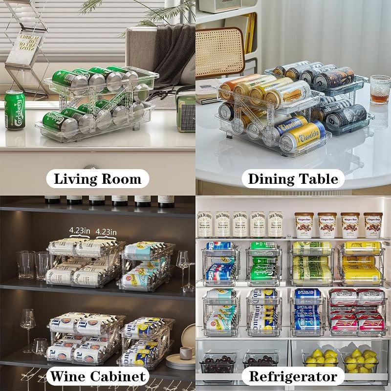 Automatic Rolling Soda Can Organizer For Refrigerator