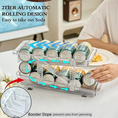 Automatic Rolling Soda Can Organizer For Refrigerator