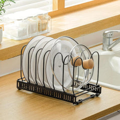 Adjustable Pot Rack Organizer for Kitchen Storage Expandable Pot Lid Holders