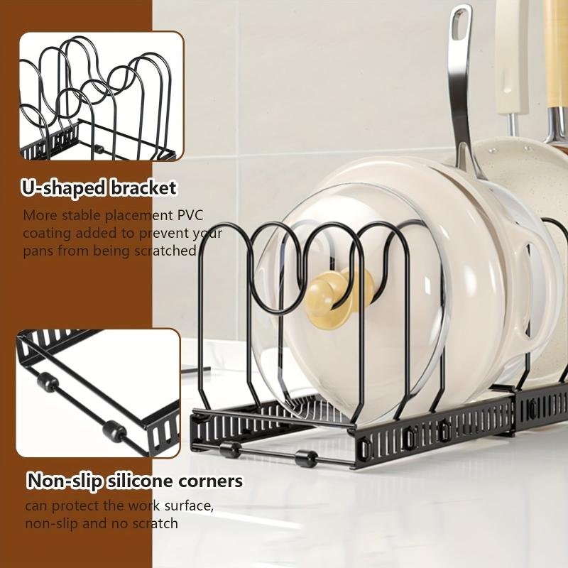 Adjustable Pot Rack Organizer for Kitchen Storage Expandable Pot Lid Holders