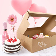 20pcs Brown Cupcake Boxes with Windows and Inserts