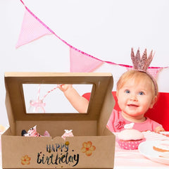 20pcs Brown Cupcake Boxes with Windows and Inserts
