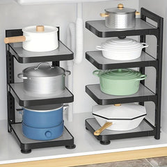 Functional Sink Storage Shelf 2 Tiers Freestanding Rack for Kitchen Bathroom