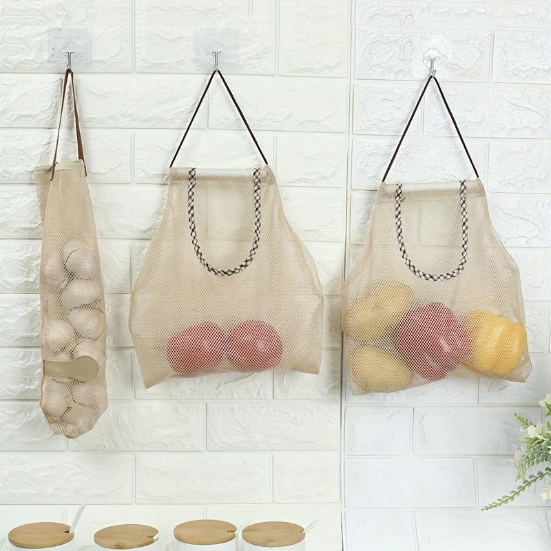 Portable Vegetable Storage Mesh Bag for Kitchen Wall-mounted Hanging Basket