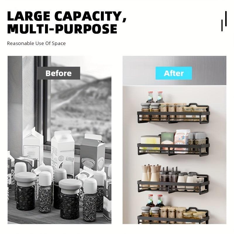 4pcs Magnetic Spice Rack For Refrigerator Space Saving Organizer