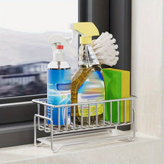 Sink Sponge Holder with Soap Storage Basket Drain Rack