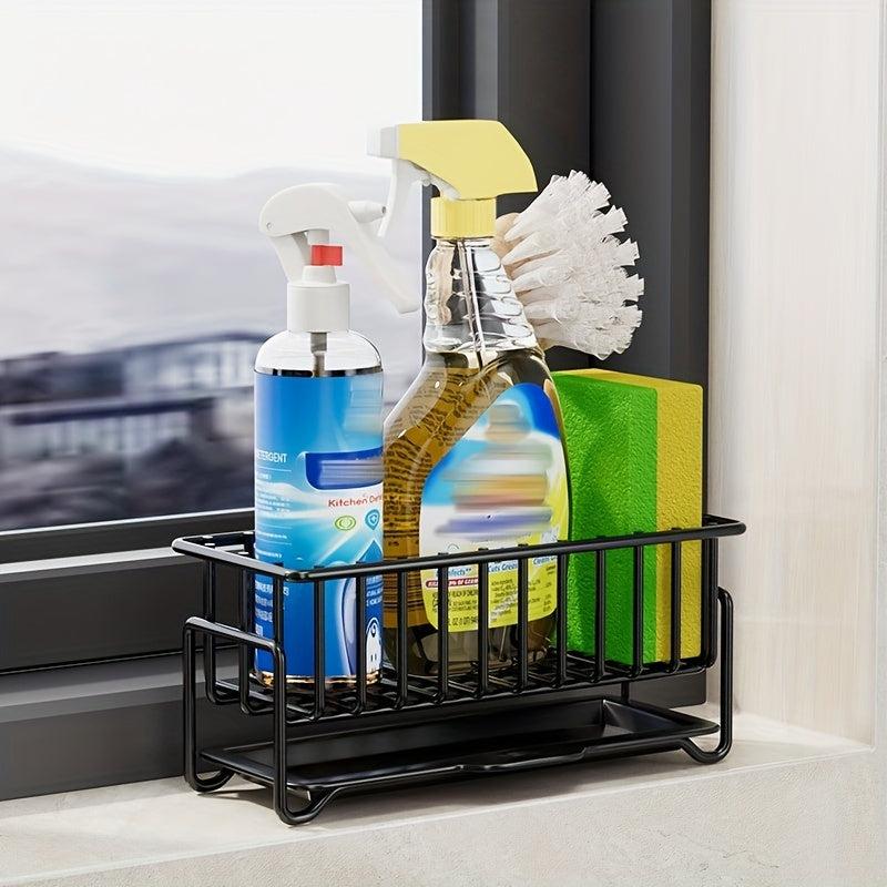 Sink Sponge Holder with Soap Storage Basket Drain Rack