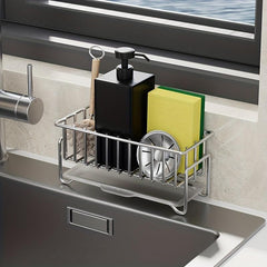 Sink Sponge Holder with Soap Storage Basket Drain Rack