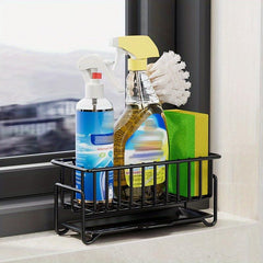 Sink Sponge Holder with Soap Storage Basket Drain Rack