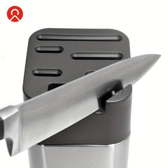Stainless Steel Knife Holder with Sharpener and Scissors Socket