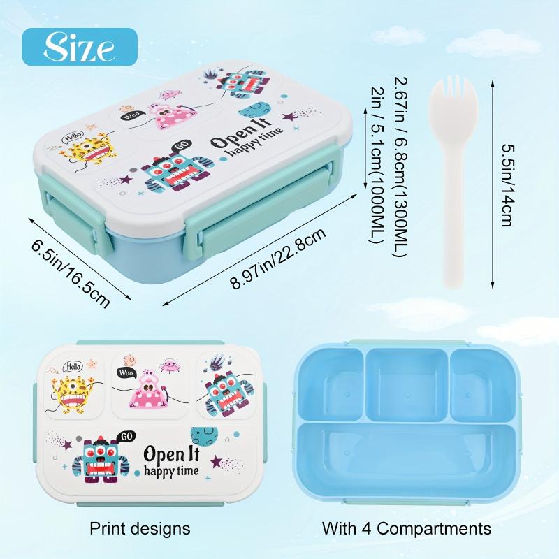 1300ML Bento Lunch Box 4 Compartments Leak Proof BPA-Free Container