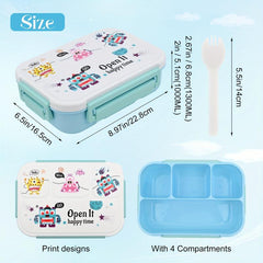 1300ML Bento Lunch Box 4 Compartments Leak Proof BPA-Free Container