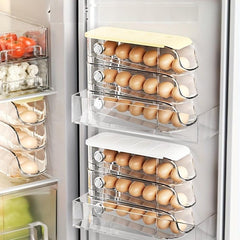 3pcs Stackable Side Door Refrigerator Storage Box Rolling Egg Carton
