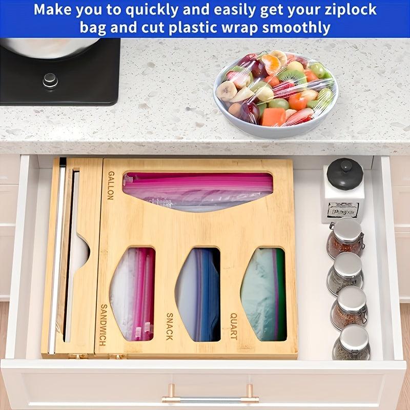 2-in-1 Ziplock Bag and Aluminum Foil Storage Box with Cutter