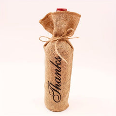 Retro Burlap Wine Packaging Bag with Drawstring Pocket