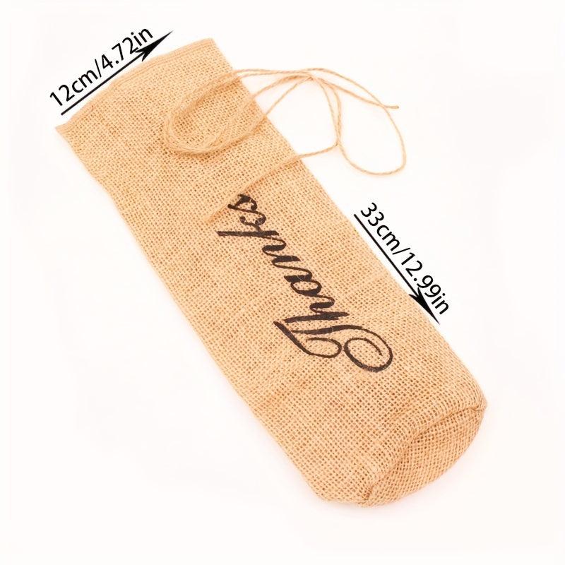 Retro Burlap Wine Packaging Bag with Drawstring Pocket