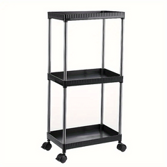 1pc Layer Storage Rack with Wheels Large Capacity Vegetable and Fruit Basket