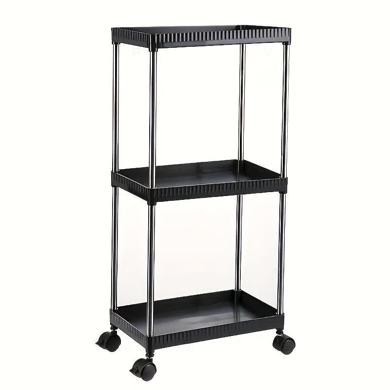 1pc Layer Storage Rack with Wheels Large Capacity Vegetable and Fruit Basket